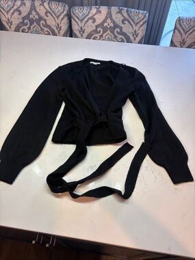 American Eagle Outfitters Black Wrap Tie Cardigan